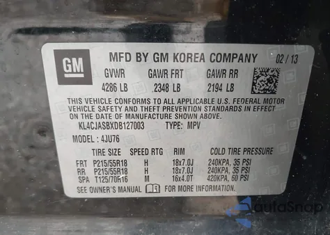 2013 Buick Encore from USA, damaged, VIN KL4CJASBXDB127003